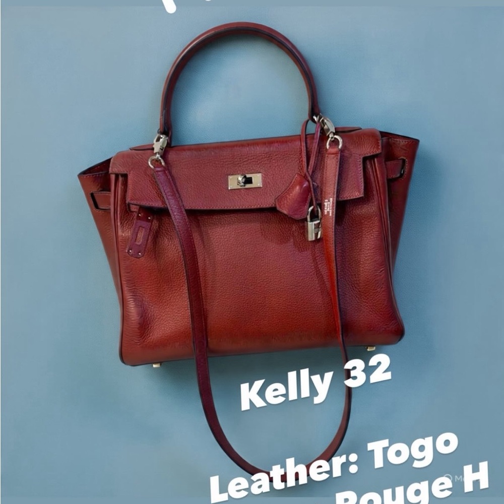 Hermes Rouge H Togo Leather Kelly 32 Shoulder Bag